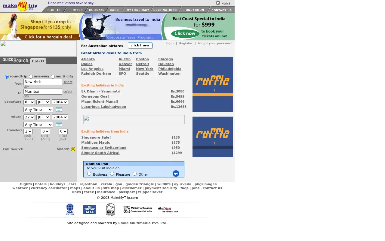 makemytrip.com on July 1, 2004