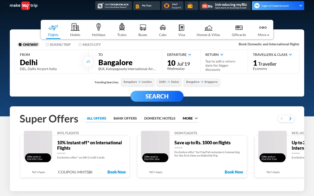 makemytrip.com in 2019