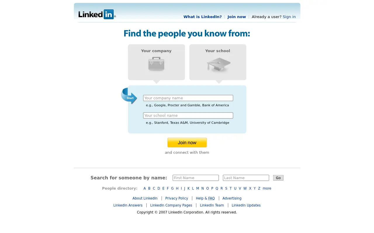 linkedin.com in 2007