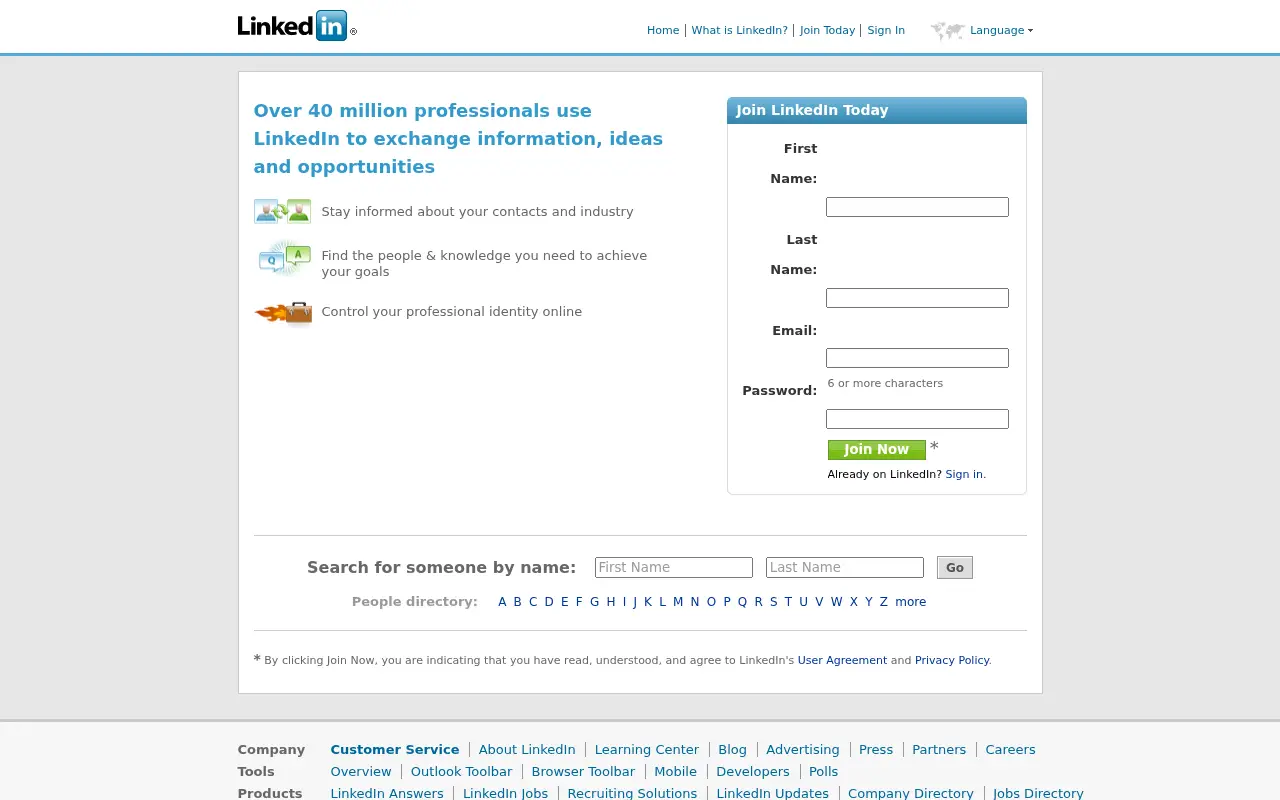linkedin.com in 2009