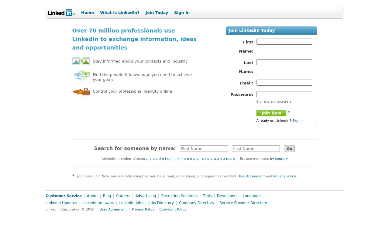 linkedin.com in 2010