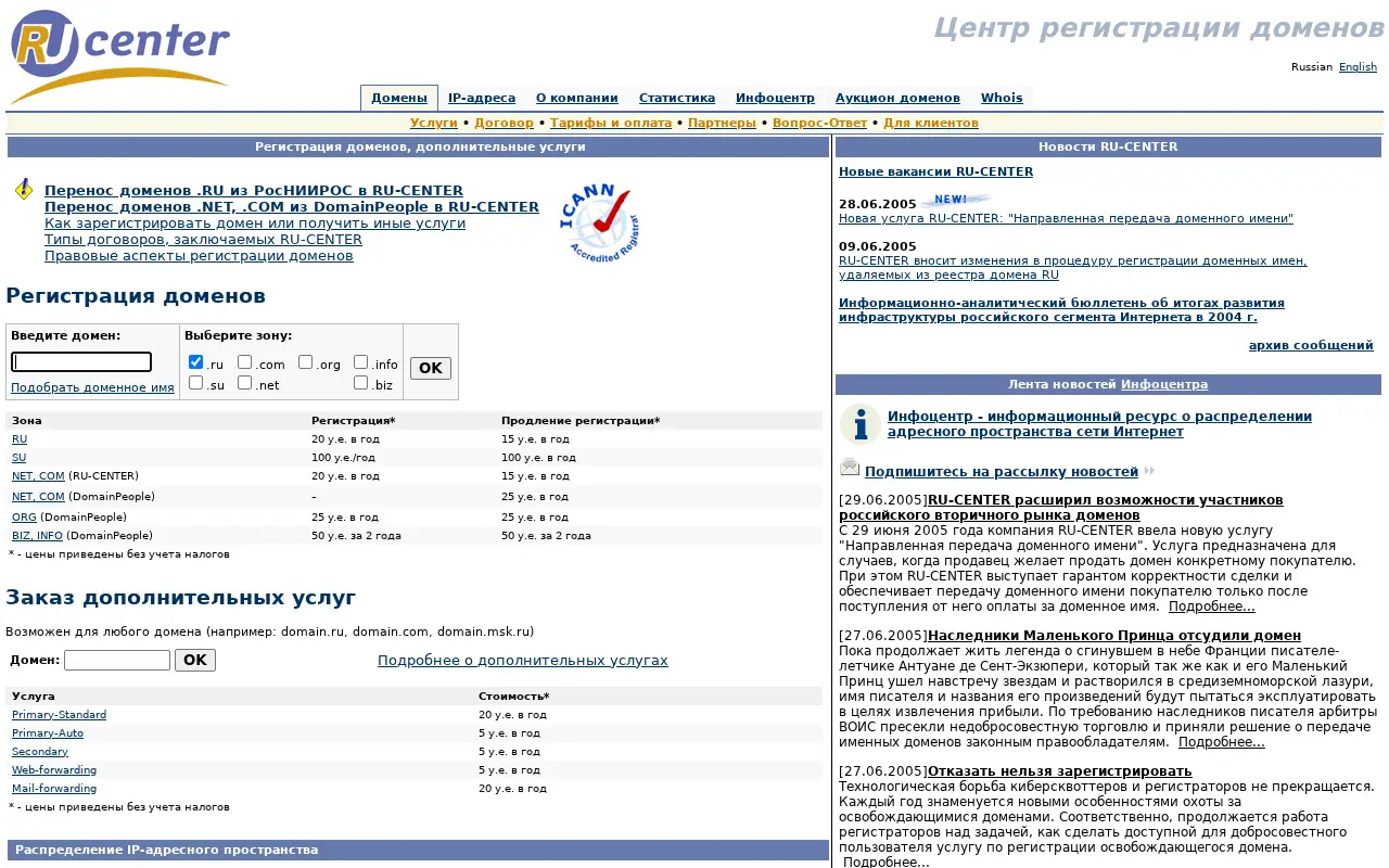 nic.ru in 2005