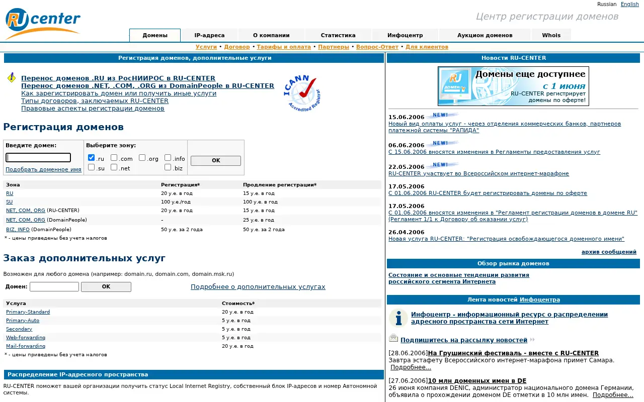 nic.ru in 2006