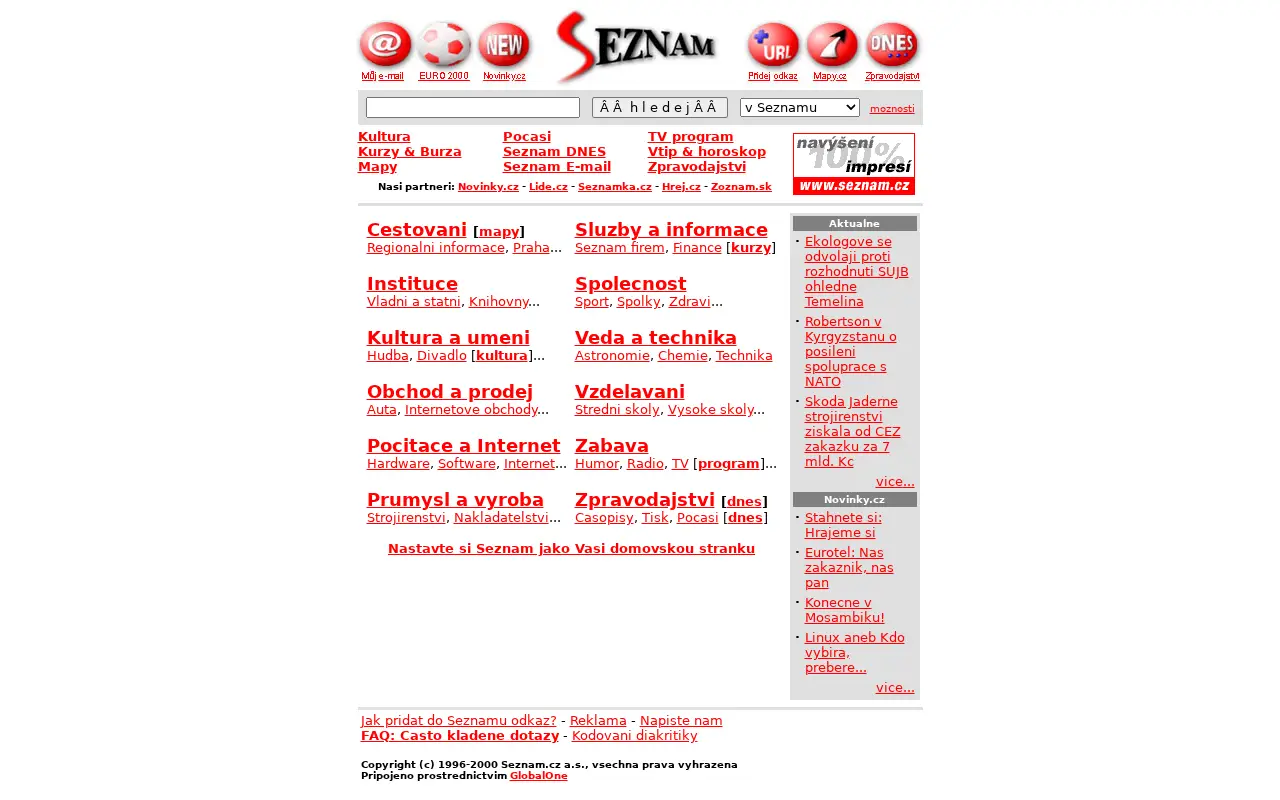 seznam.cz on July 6, 2000