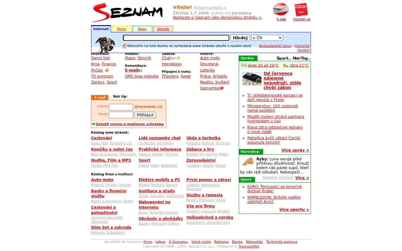 seznam.cz on July 1, 2004