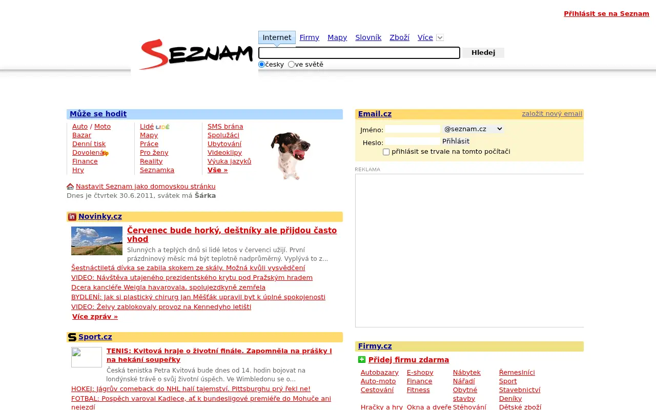 seznam.cz on June 30, 2011