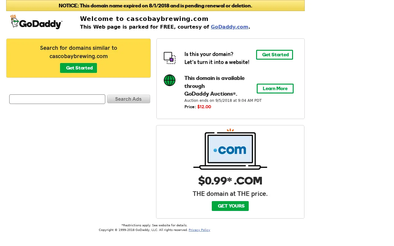 cascobaybrewing.com in 2018
