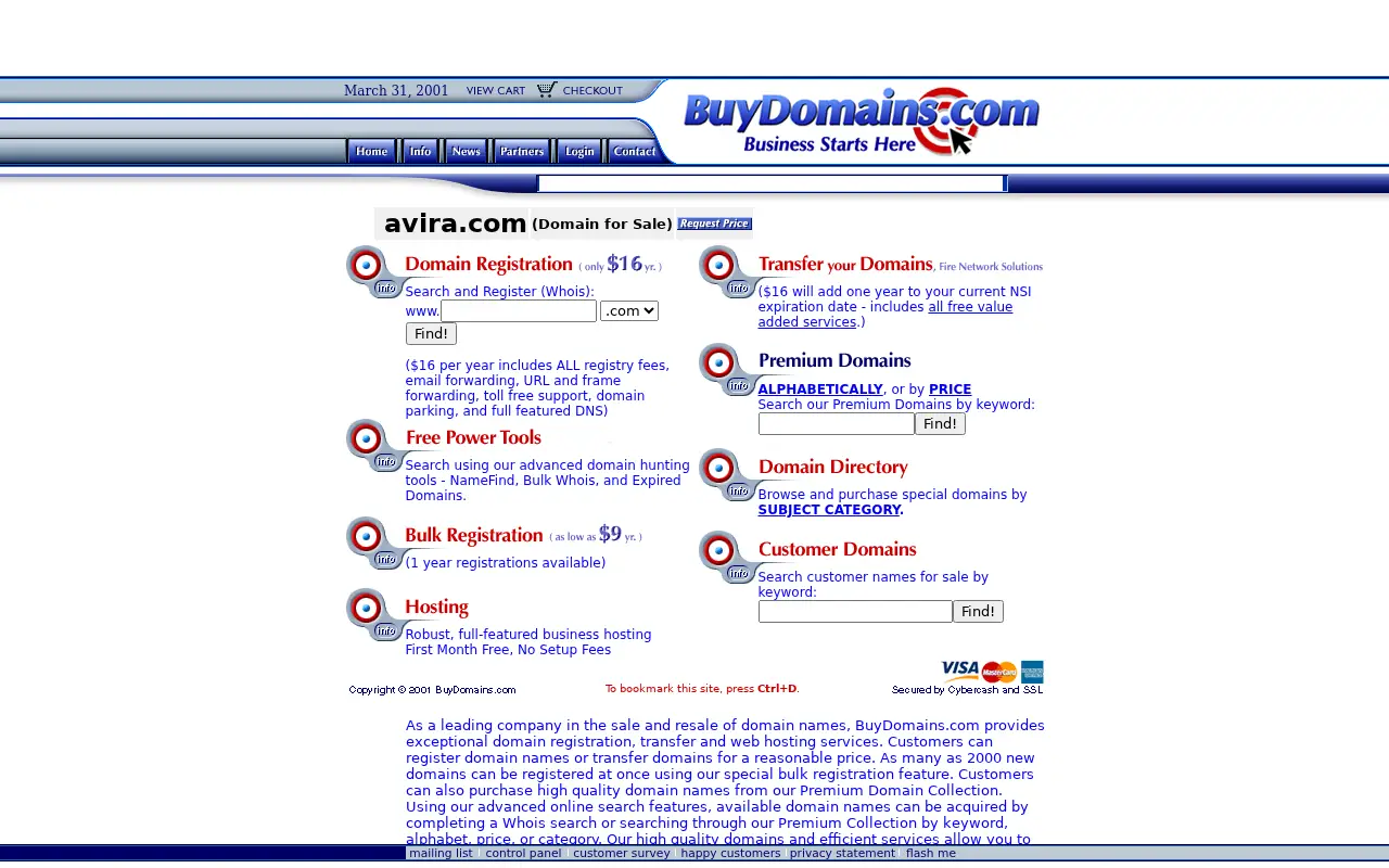avira.com in 2001
