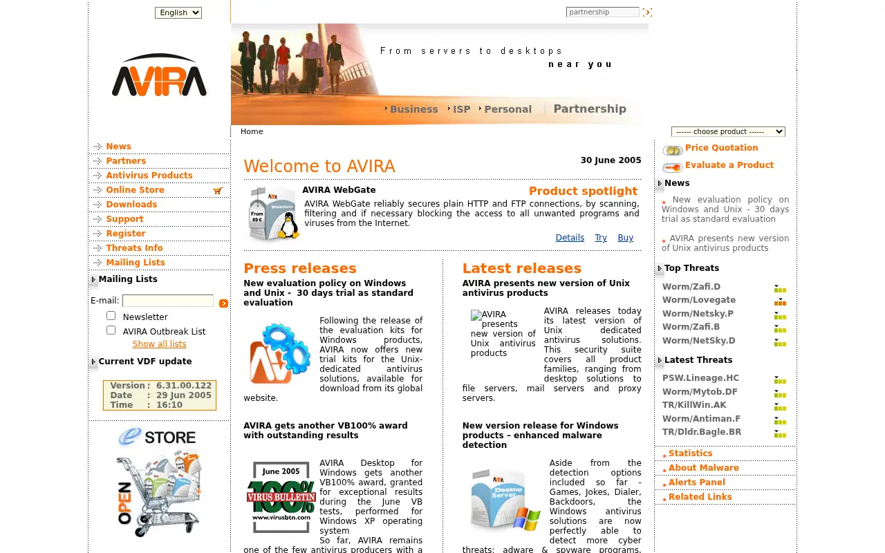 avira.com in 2005