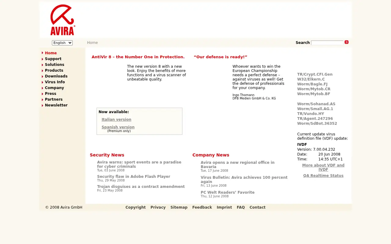 avira.com in 2008