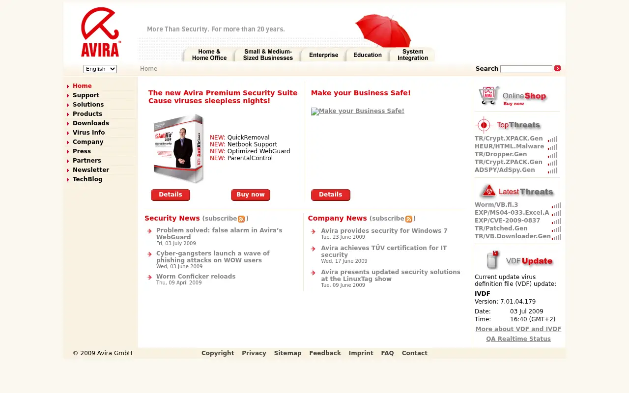 avira.com in 2009