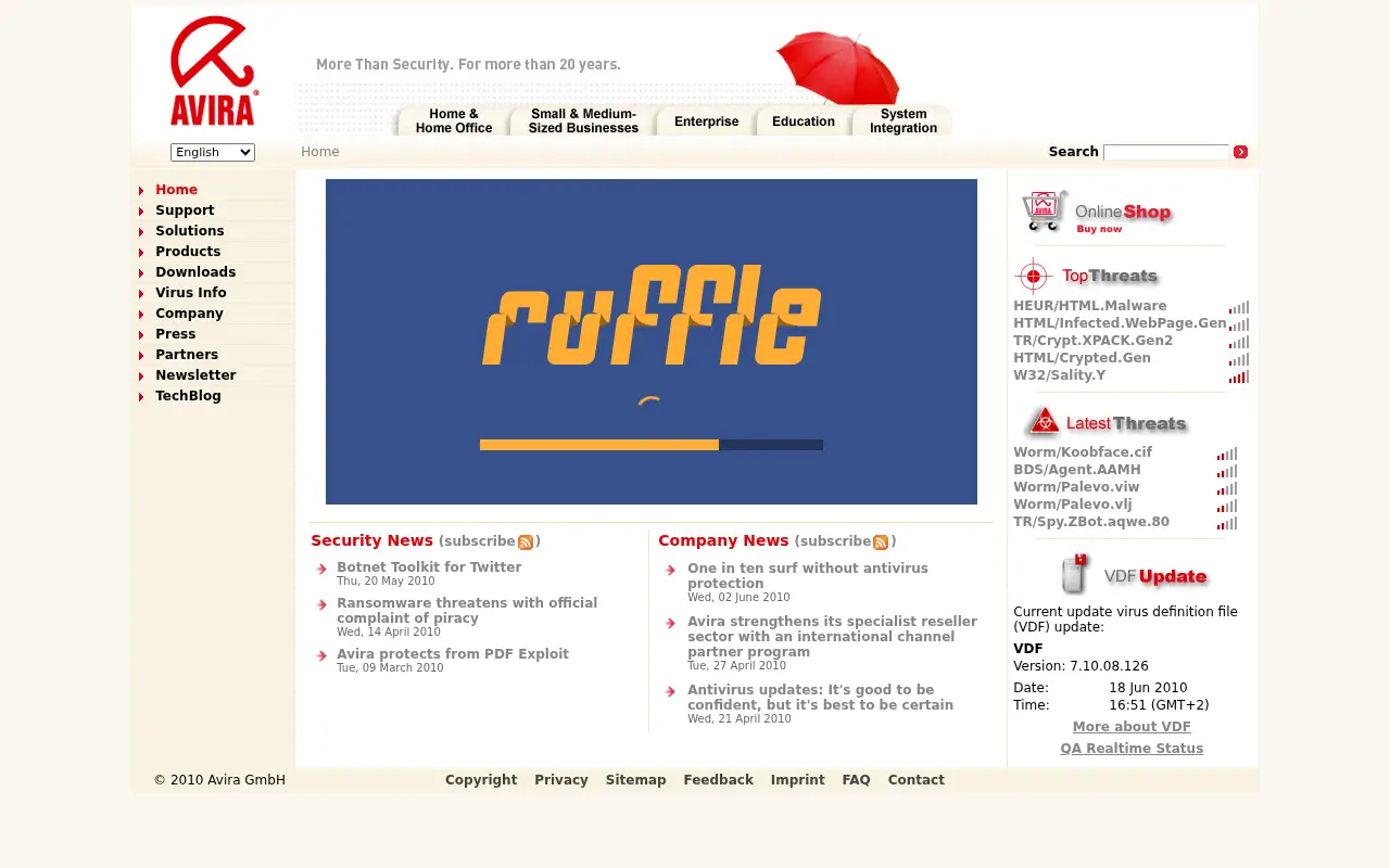 avira.com in 2010