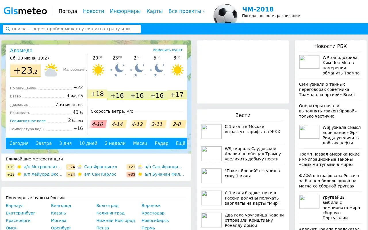 gismeteo.ru on July 1, 2018