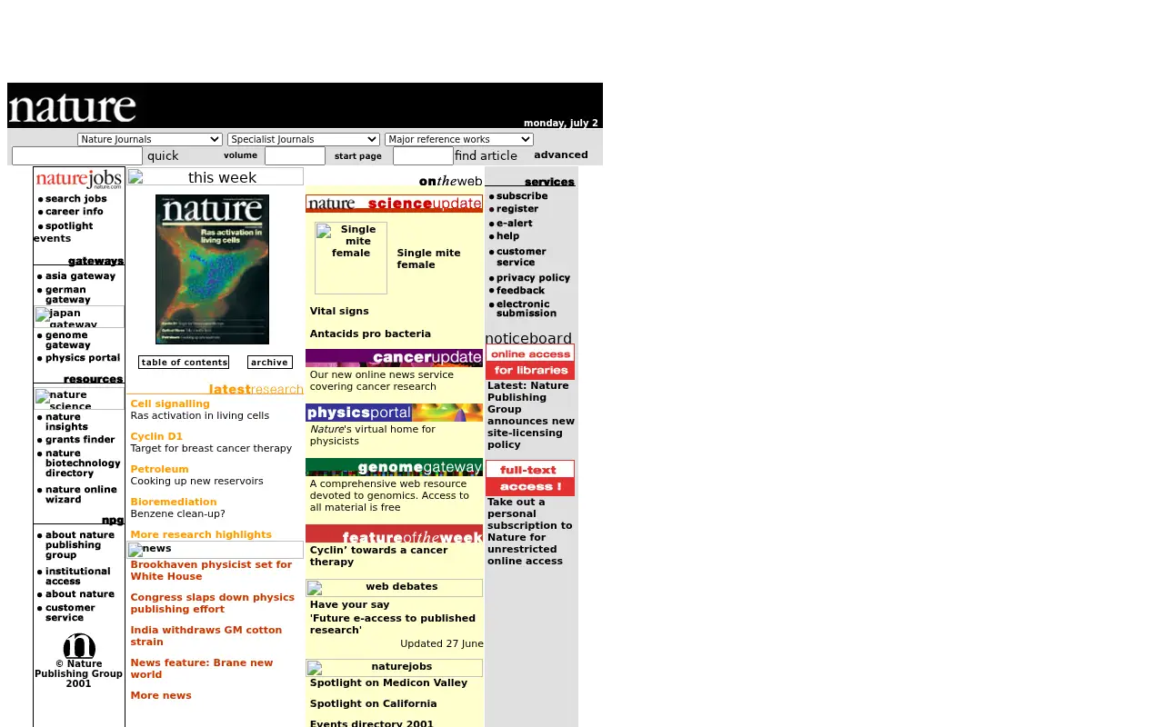 nature.com in 2001
