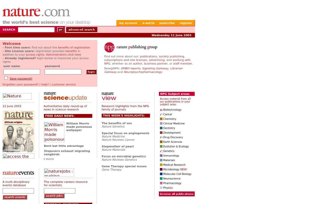 nature.com in 2003