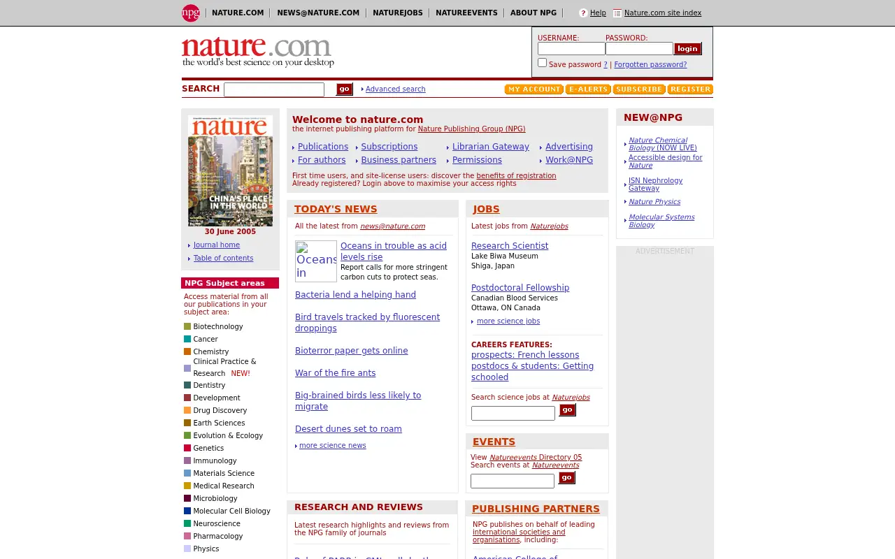 nature.com in 2005