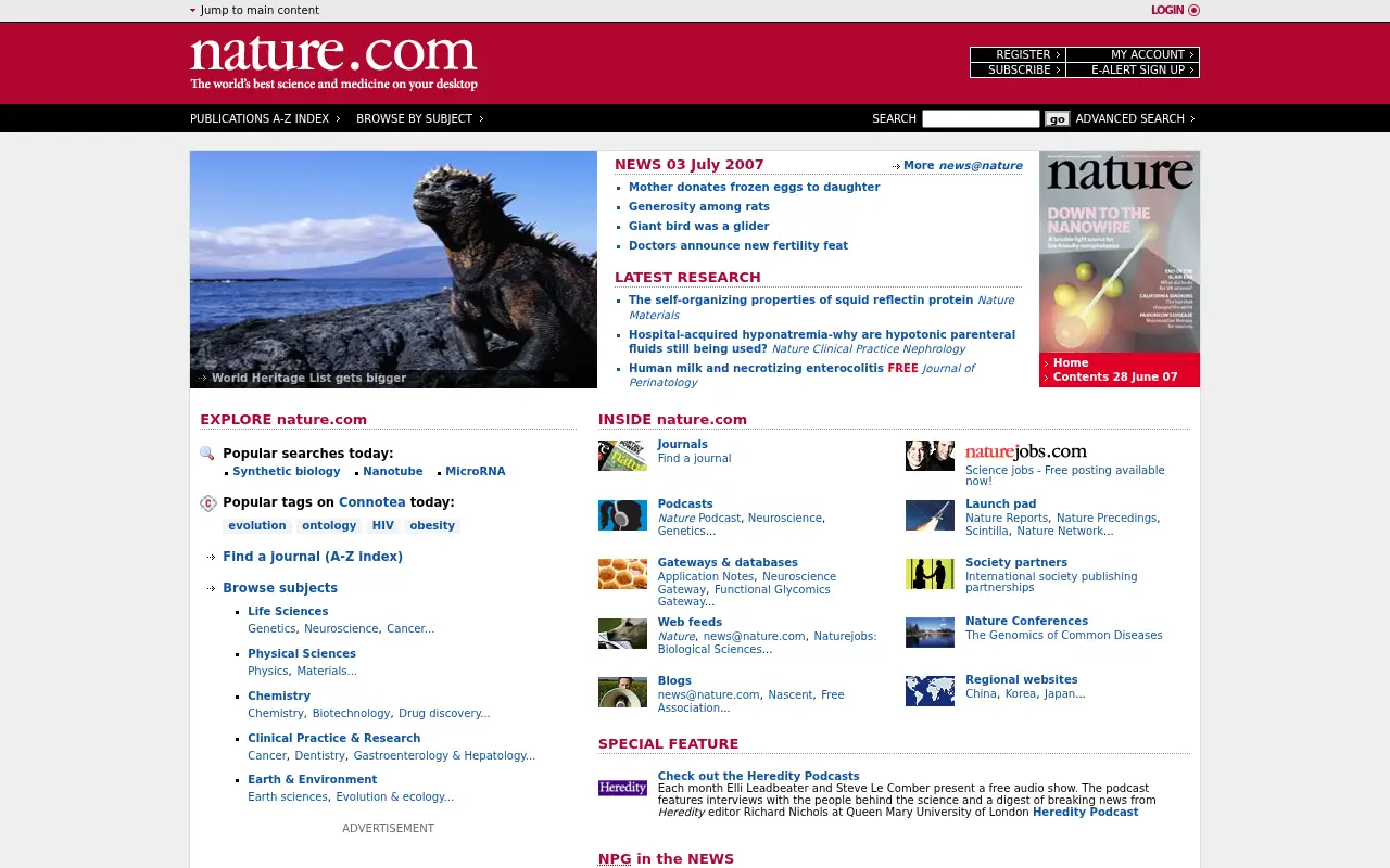 nature.com in 2007