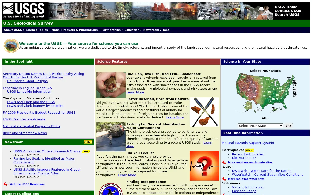 usgs.gov in 2005