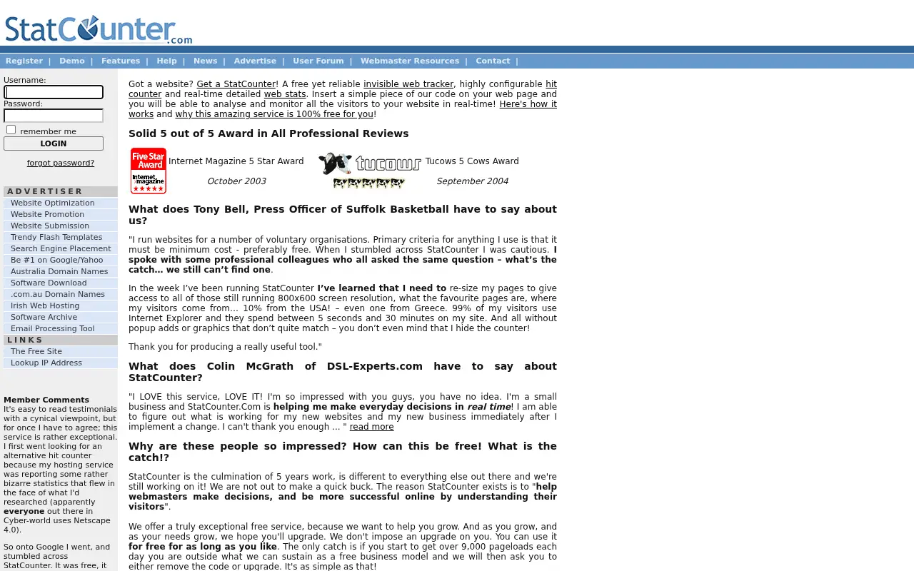 statcounter.com on July 1, 2005