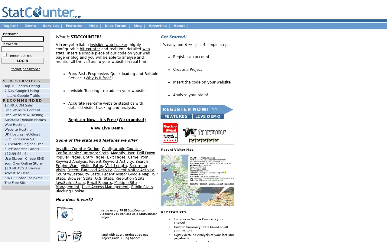 statcounter.com on July 1, 2009