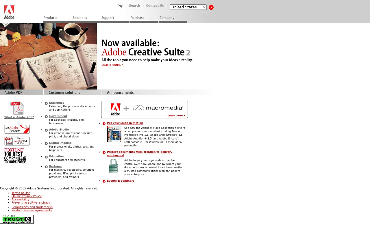 adobe.com in 2005