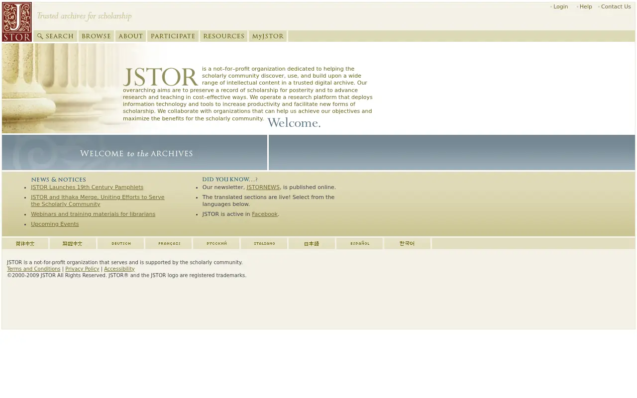 jstor.org in 2009