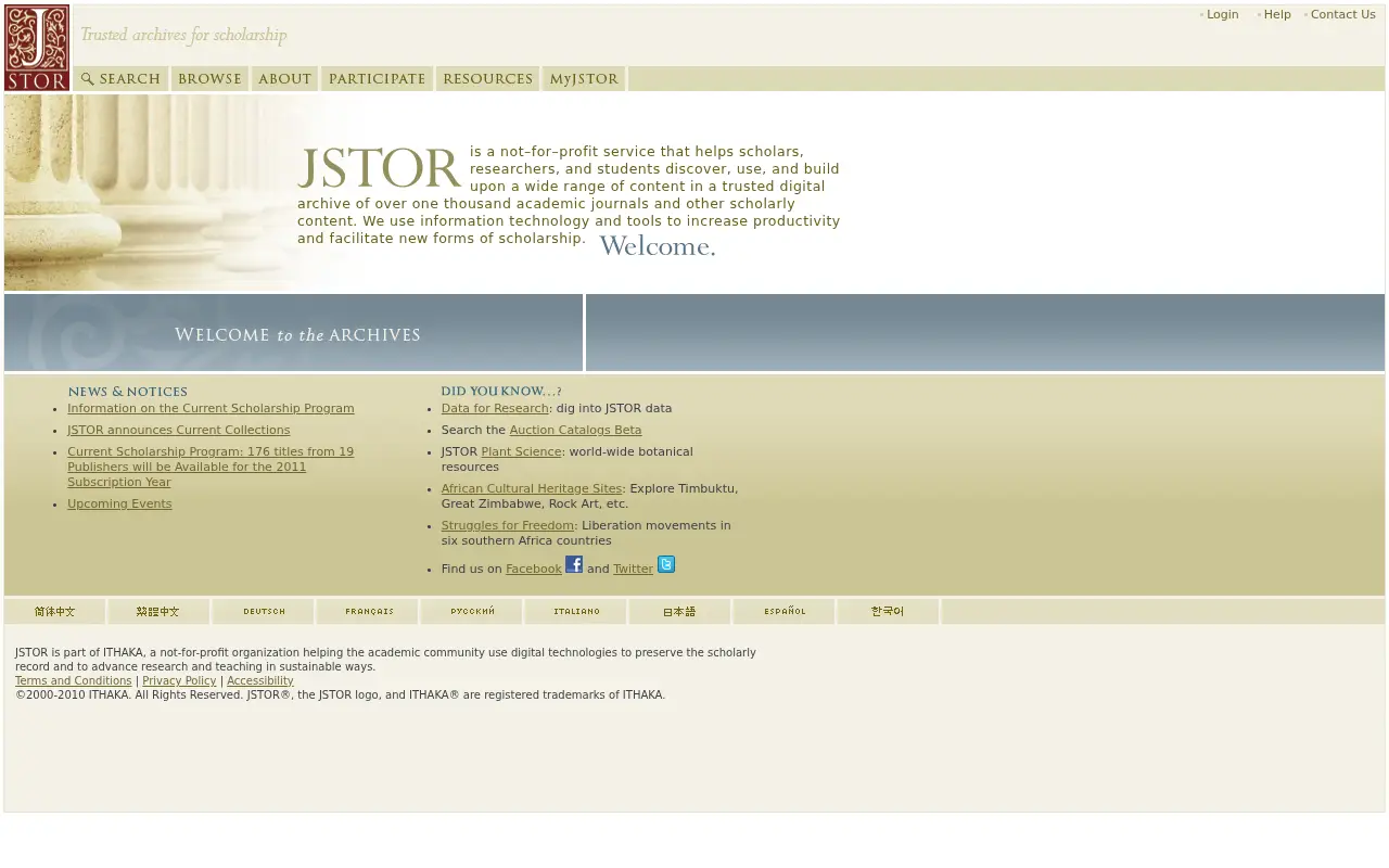 jstor.org in 2010