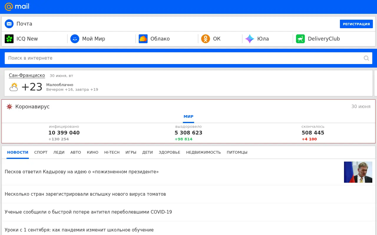mail.ru in 2020