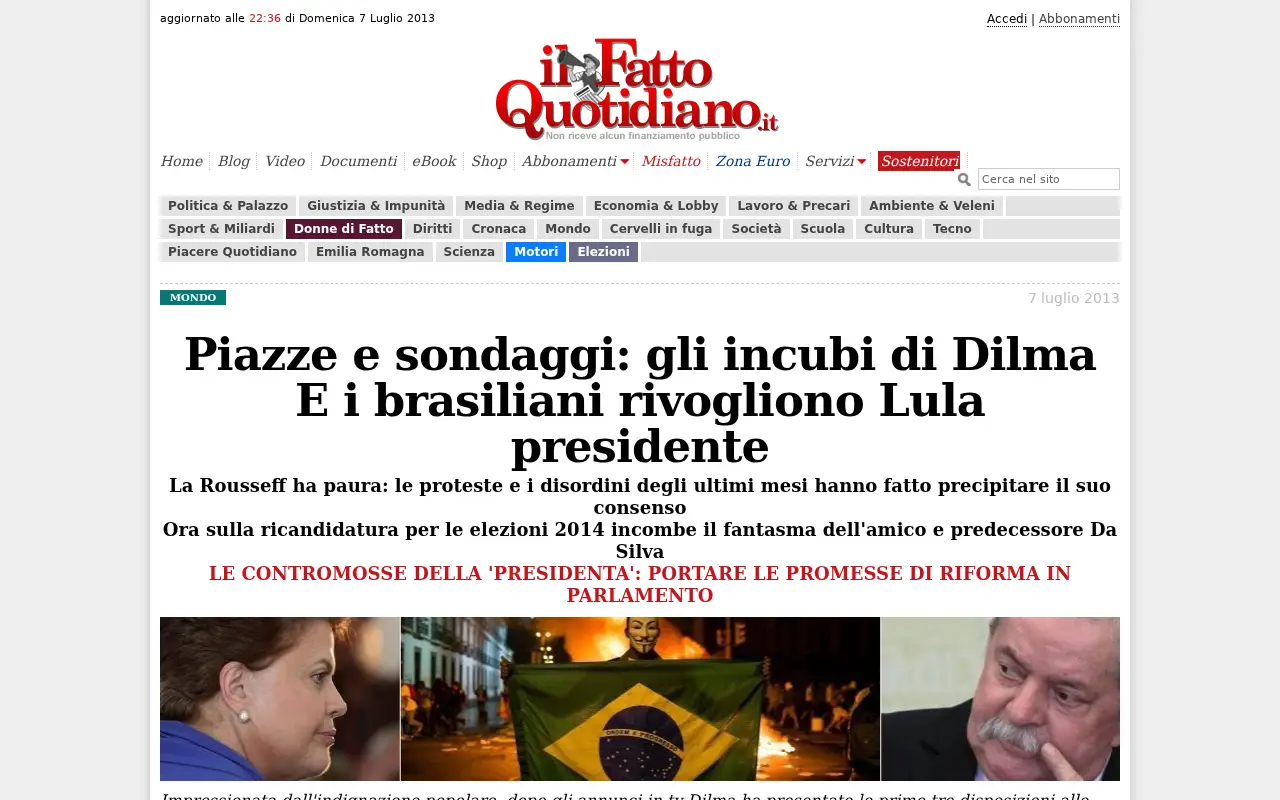 ilfattoquotidiano.it in 2013