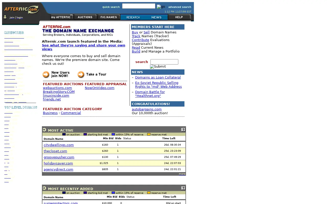 afternic.com in 1999