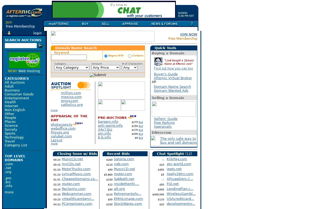 afternic.com in 2001