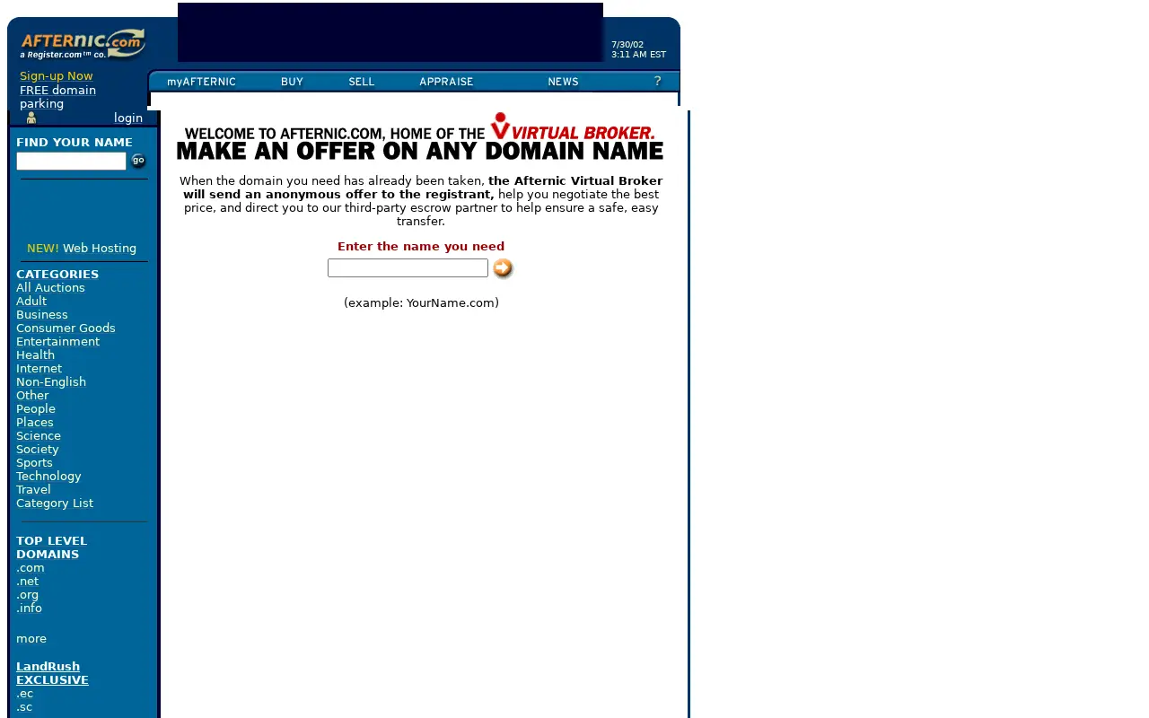 afternic.com in 2002