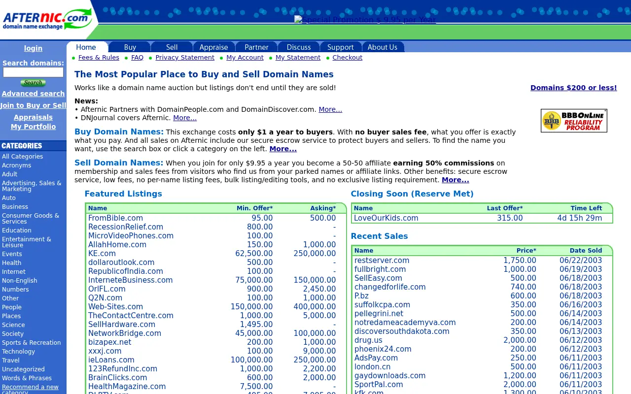 afternic.com in 2003