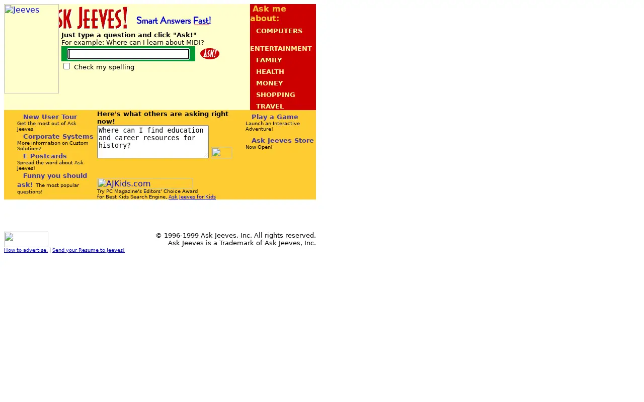 ask.com on April 29, 1999