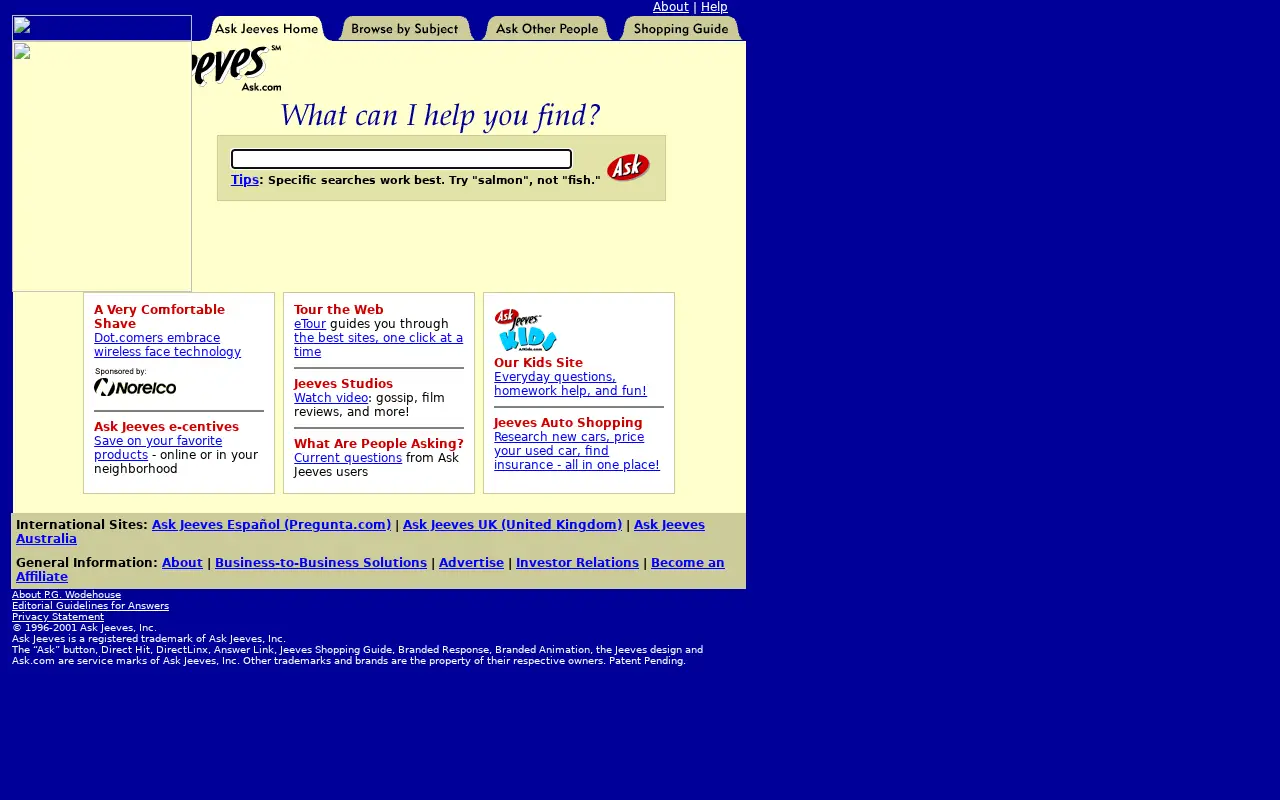ask.com in 2001