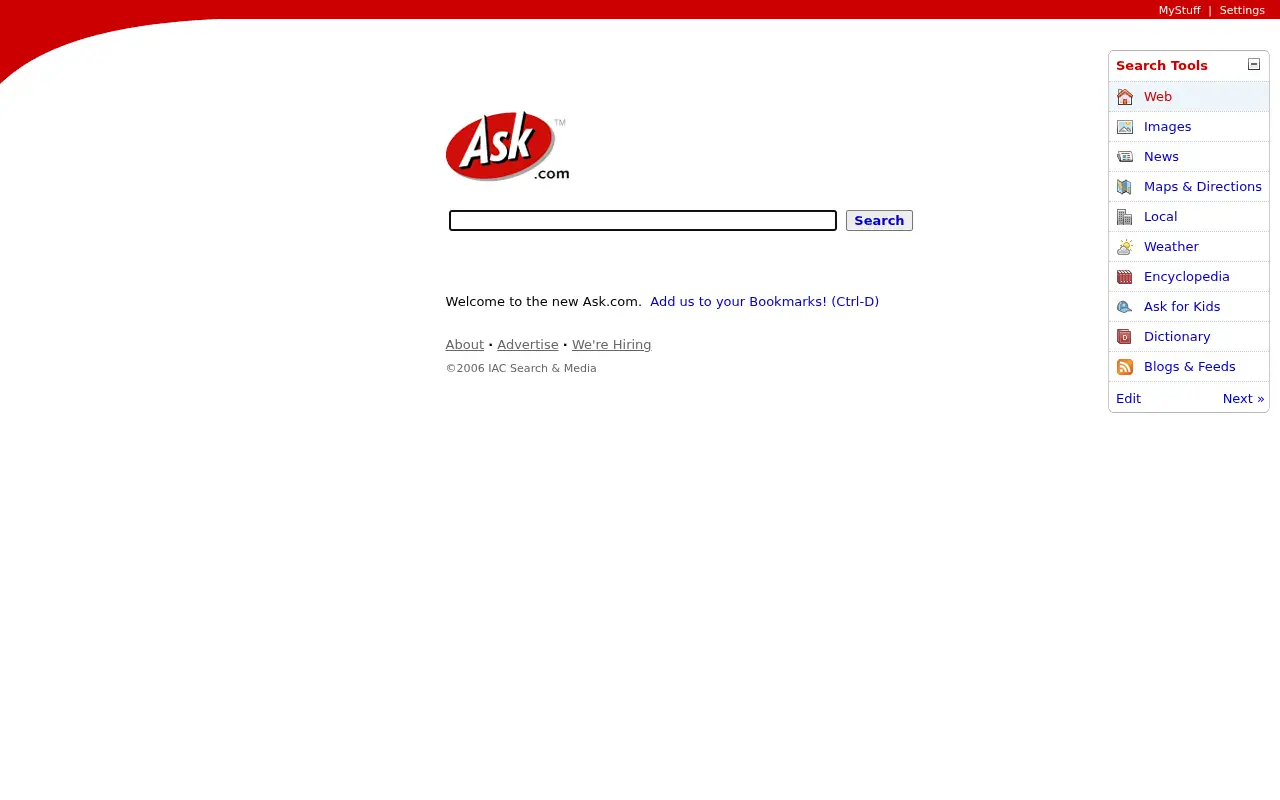 ask.com on July 1, 2006