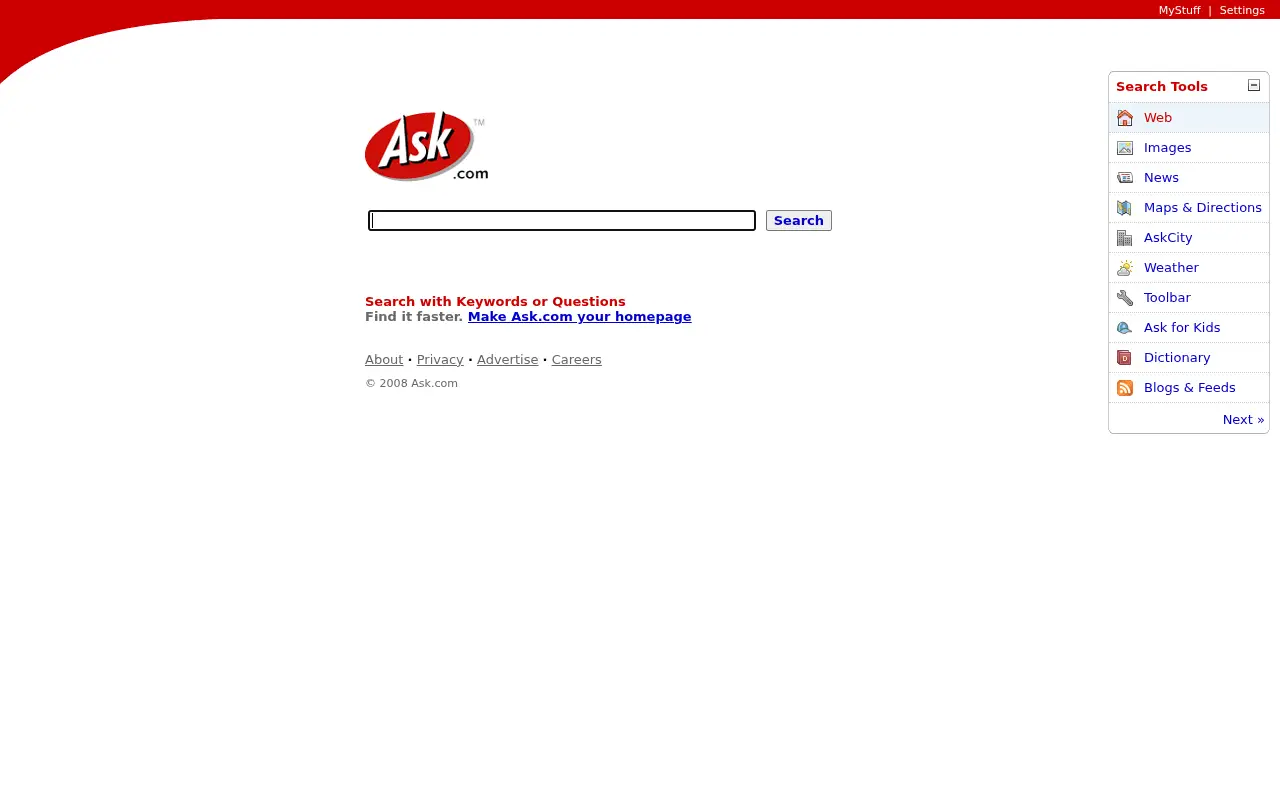 ask.com on July 1, 2008