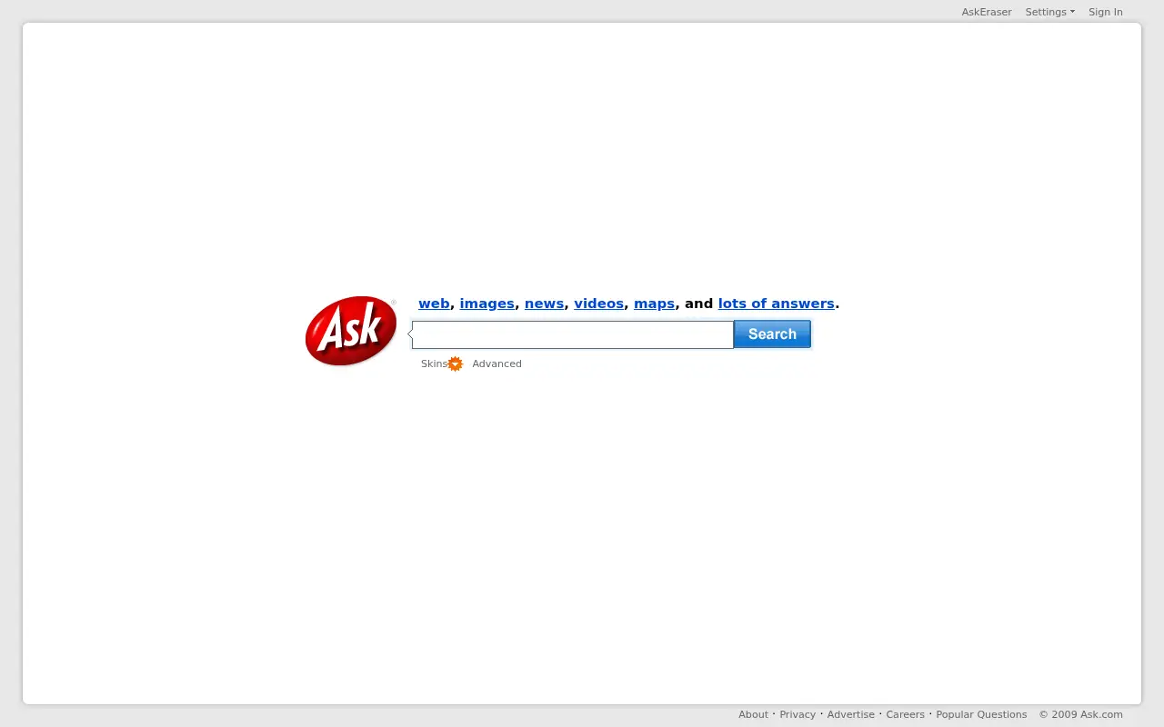 ask.com on June 30, 2009