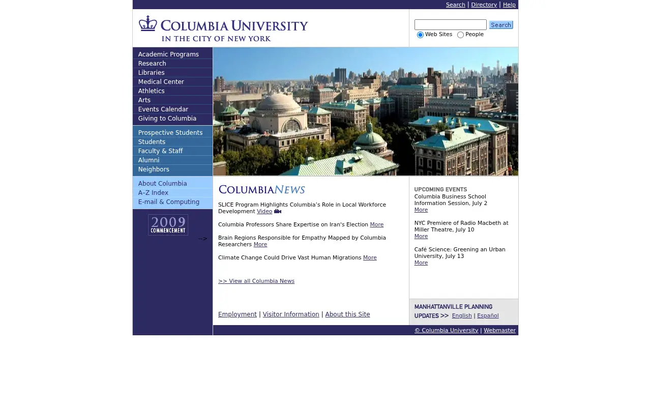 columbia.edu in 2009