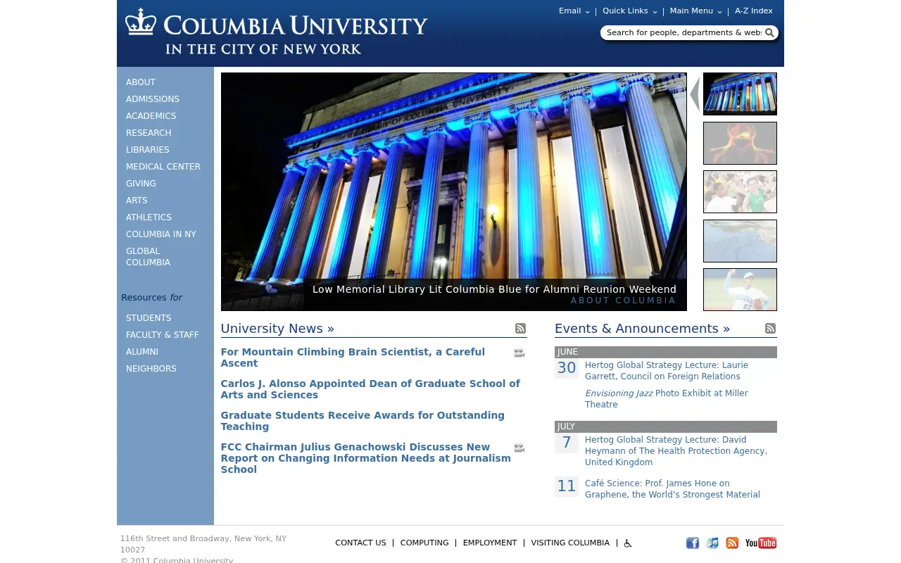 columbia.edu in 2011