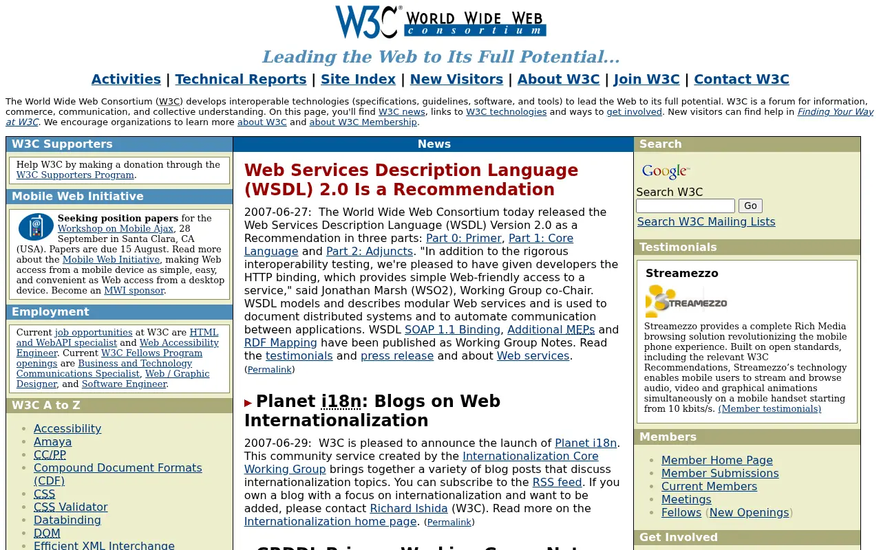 w3.org in 2007