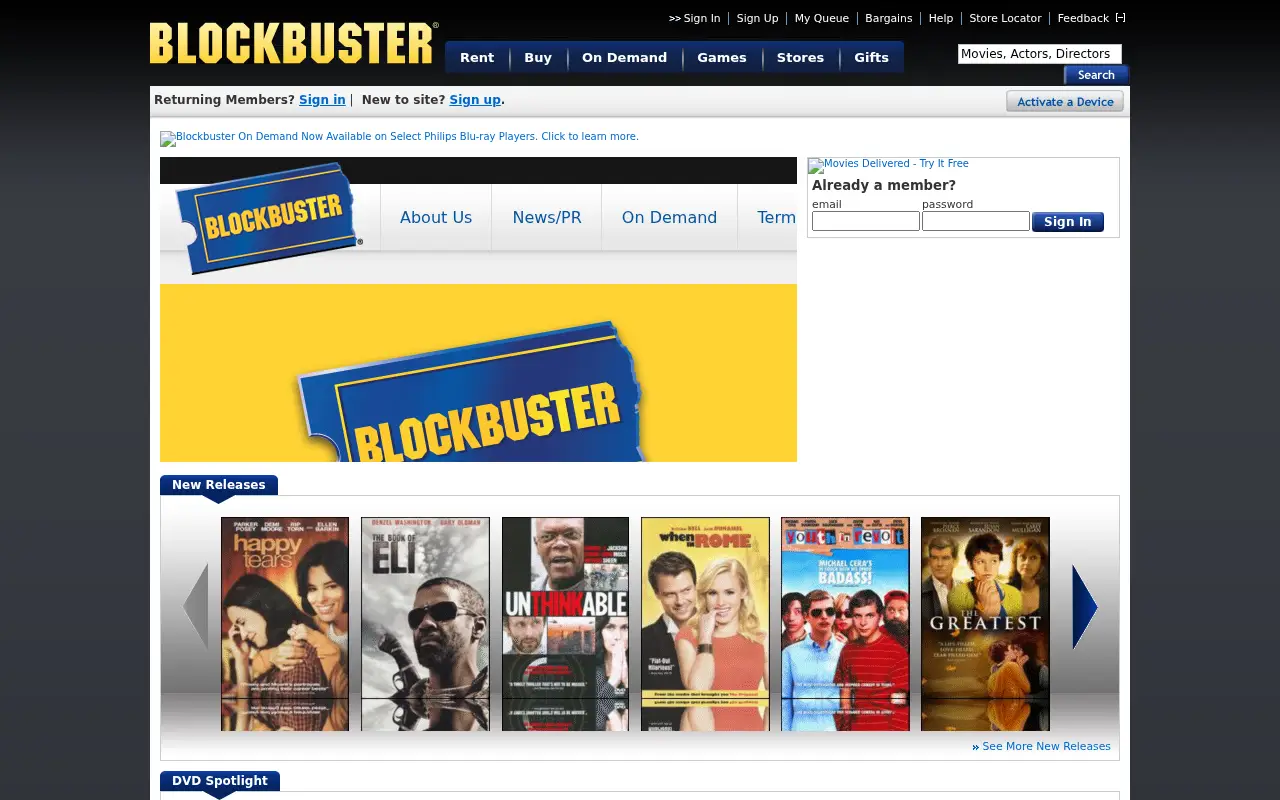 blockbuster.com in 2010