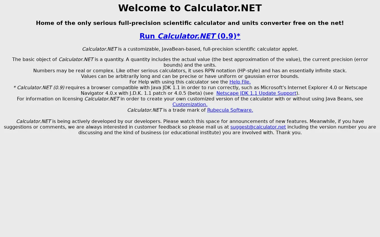 calculator.net in 1998