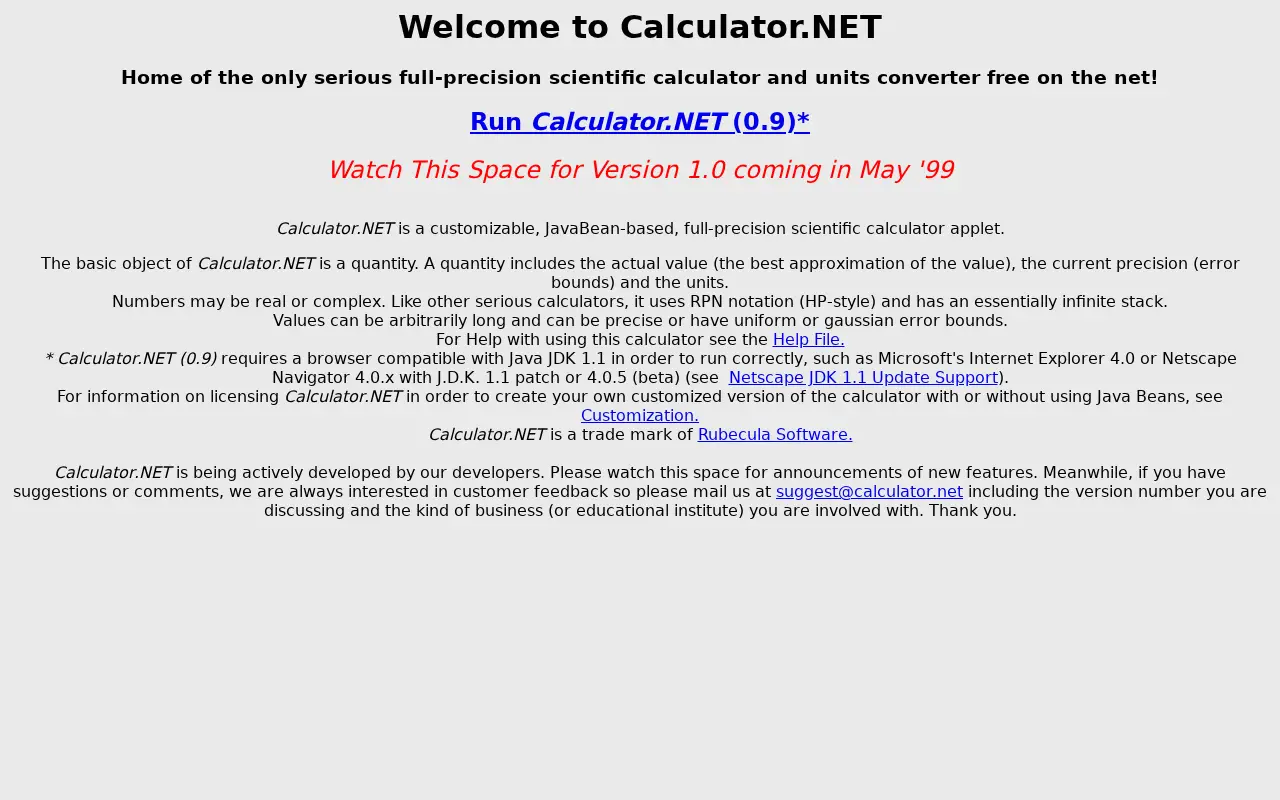 calculator.net in 1999