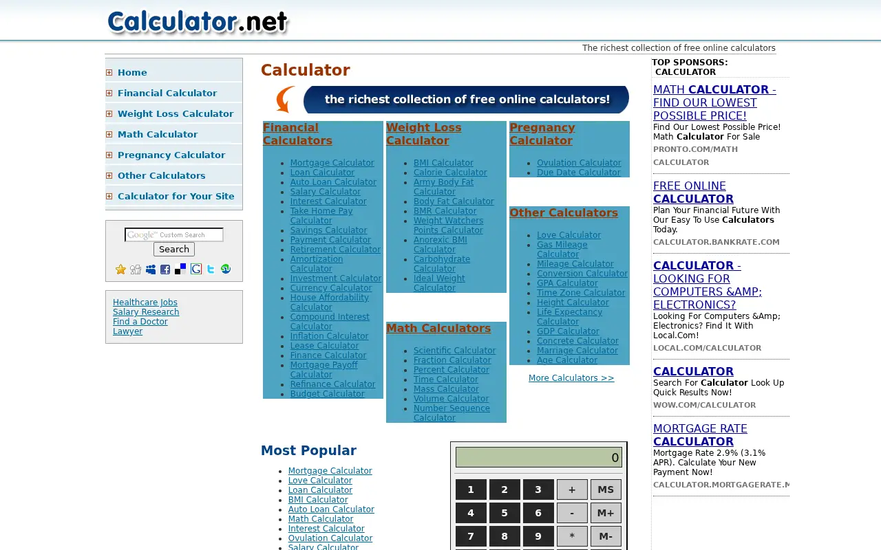 calculator.net in 2009