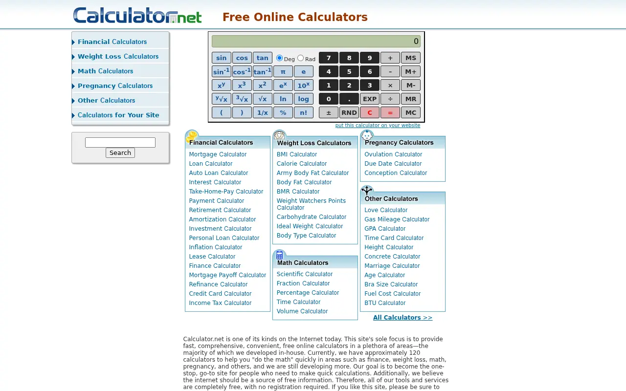 calculator.net in 2016