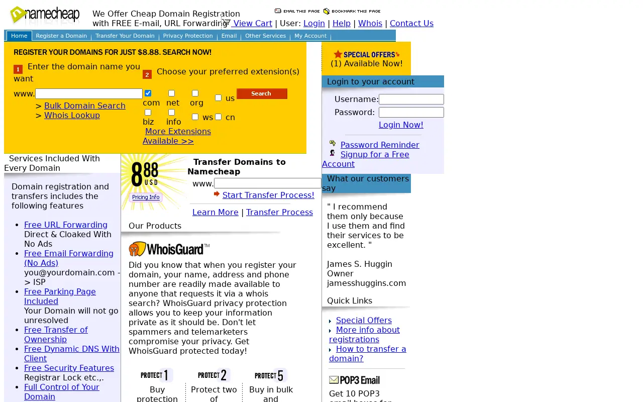 namecheap.com in 2005