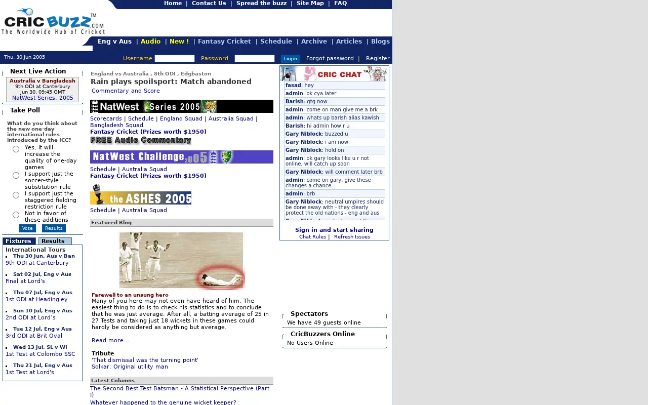 cricbuzz.com in 2005