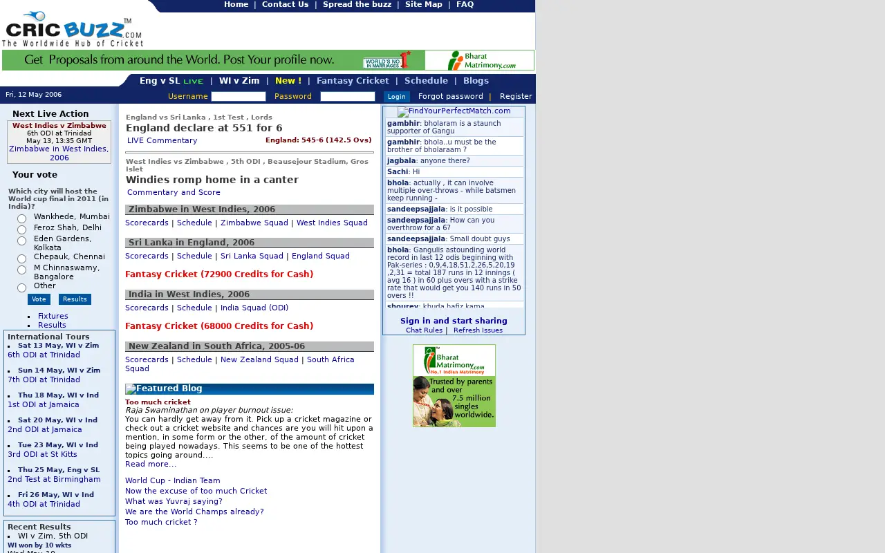 cricbuzz.com in 2006