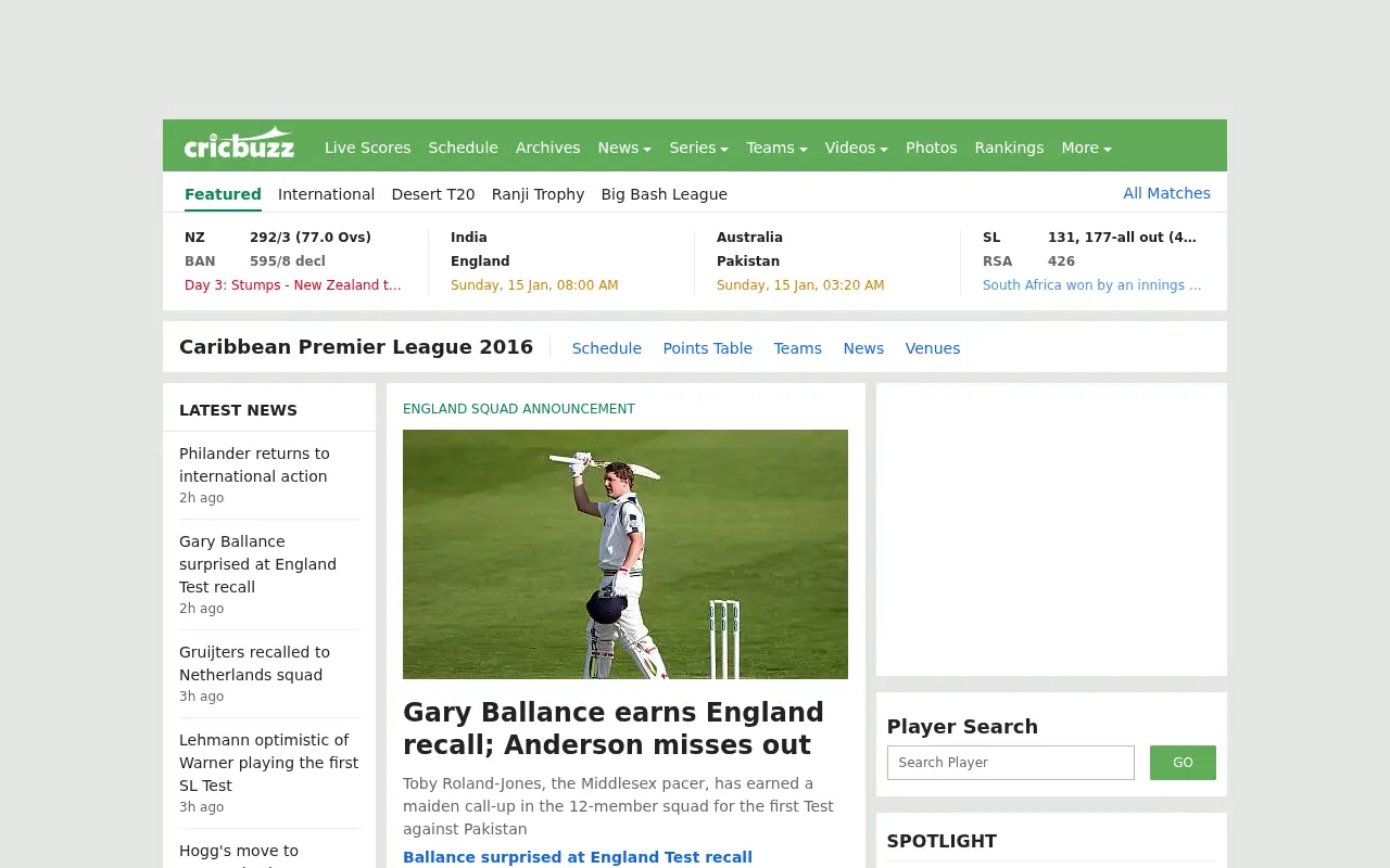 cricbuzz.com in 2016